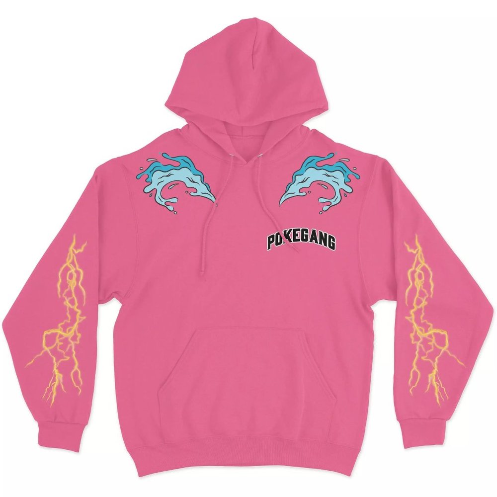 PokeGang Unisex Light Pink Long Sleeve Kangaroo Pocket Pullover Trio Hoodie